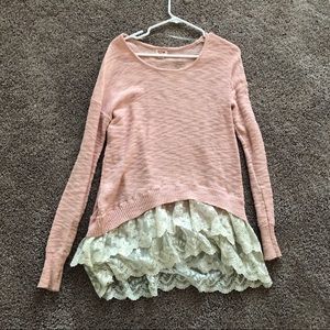 Pink Sweater with Lace